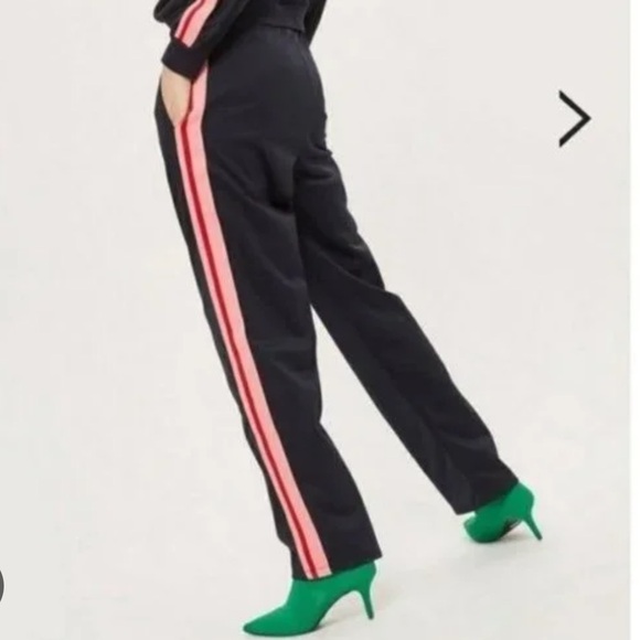 Topshop Pants - TOPSHOP Navy Pink Red Side Stripe Track Straight Leg Stretch Drawstring Pant 6 S